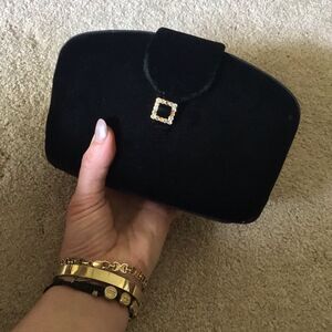 Vintage Carolyn Barton Velvet Elegant Black Clutch Bag